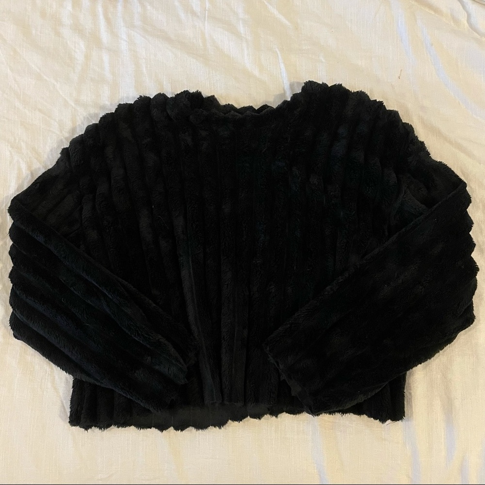 ZARA Black Faux Fur Sweater